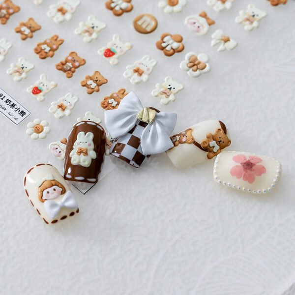 Cute Embossed 5D Bear Nail Art Sticker
