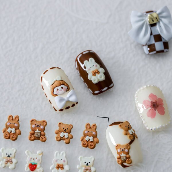 Cute Embossed 5D Bear Nail Art Sticker - Image 4