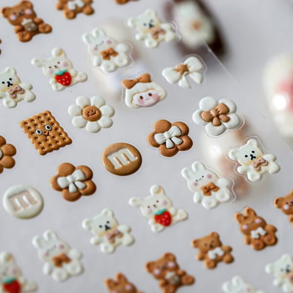 Cute Embossed 5D Bear Nail Art Sticker - Image 3
