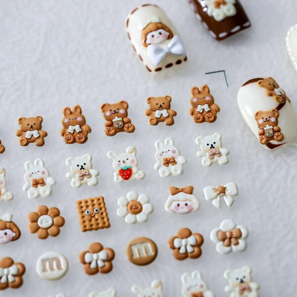 Cute Embossed 5D Bear Nail Art Sticker - Image 2