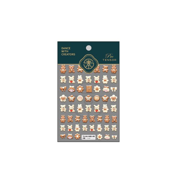 Cute Embossed 5D Bear Nail Art Sticker - Image 5