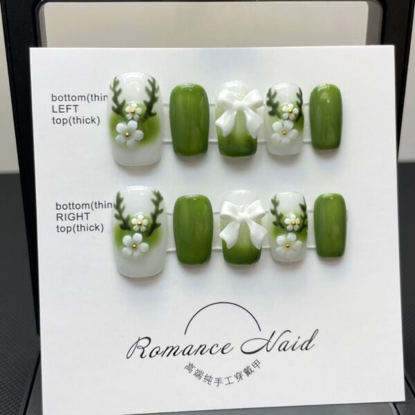 Green Camelia Super Short Coffin/ballerina - Image 3