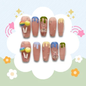 lollipop candy bear nails press on nails artificial nails fake nails