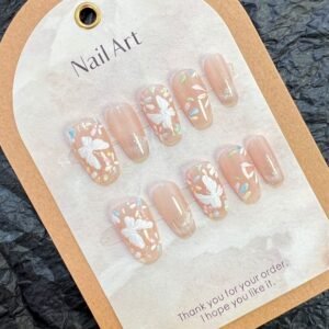 butterfly short ballerina false nails press on nails