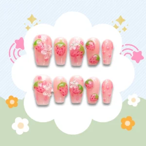 strawberry press on nails artificial nails false nails