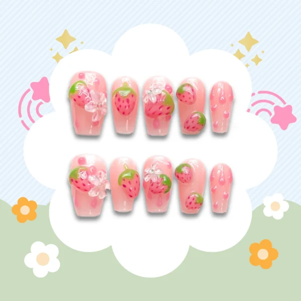 strawberry press on nails artificial nails false nails